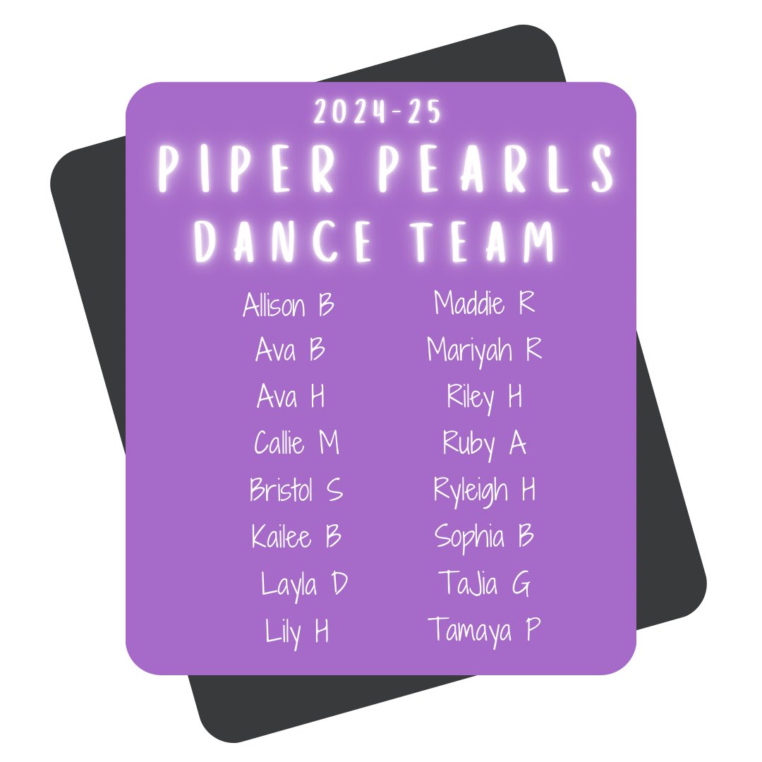 Congratulations to the 2024-25 Piper Pearls Dance Team! 💜