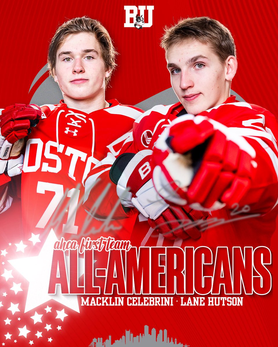 Congrats to Macklin Celebrini and Lane Hutson on being selected as First Team All-Americans!

#ProudToBU