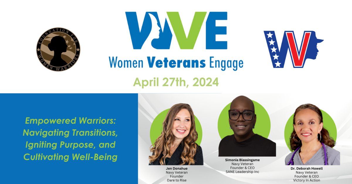 Don’t miss the San Diego County session of Women Veterans Engage!

Network with your peers, glean sage advice, connect with your veteran sisters! Complimentary lunch, childcare, and SWAG bags provided.

foundationforwomenwarriors.org/event/women-ve…

#womenveterans #honorherservice #empowerherfuture