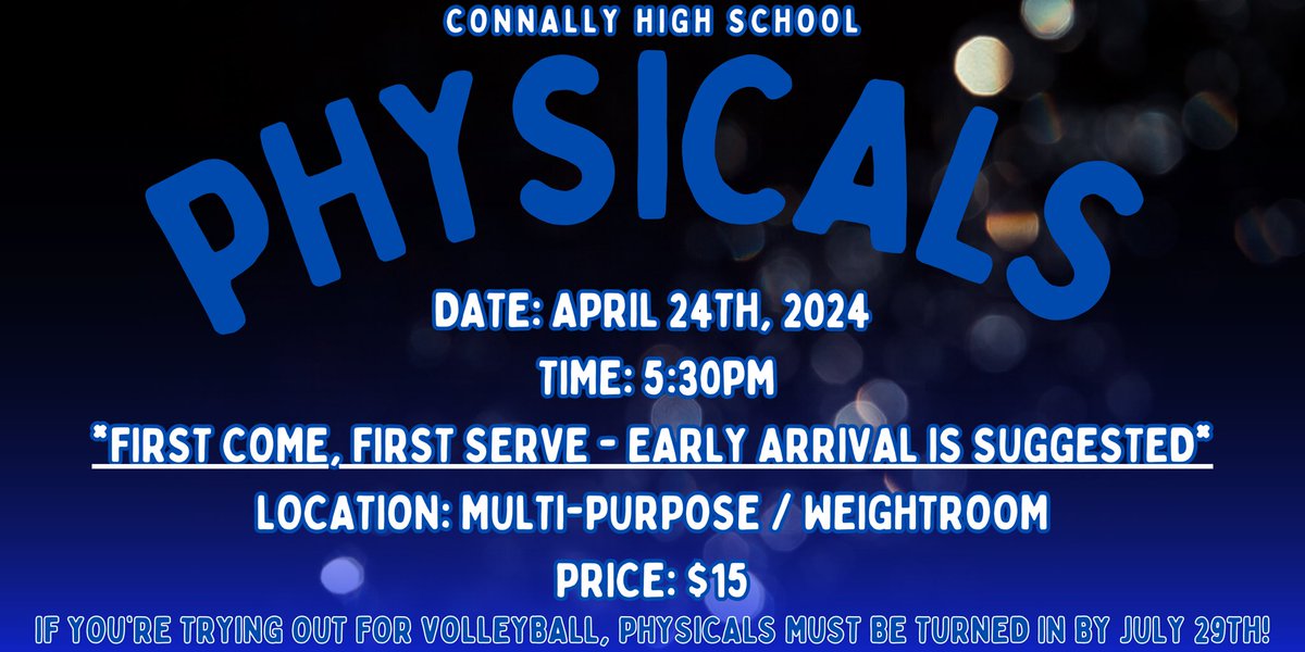 Parents & Players - Please check out our date for Spring Physicals! Get it taken care of before the summer! Due date: July 29th @ConnallyISD @connally_hs @CCadetAthletics