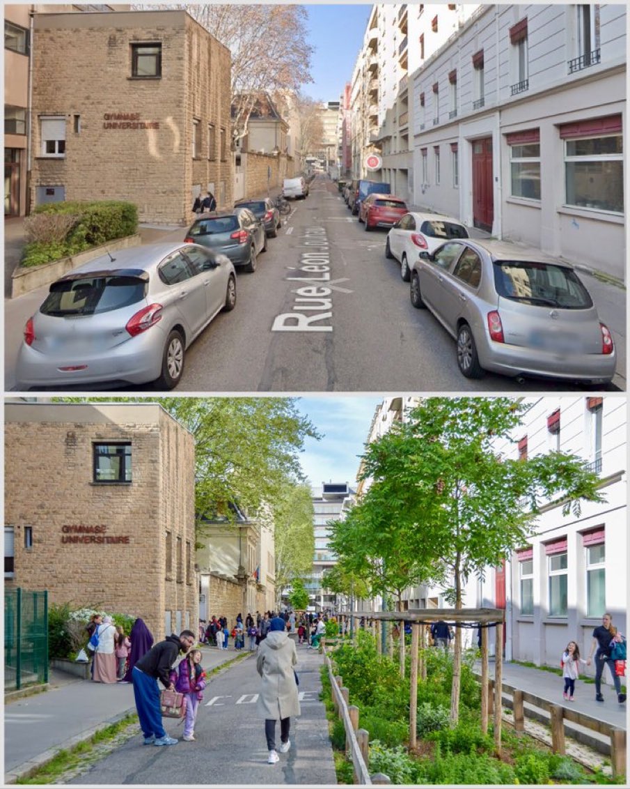 Los coches ocupan el 80% del espacio público en Lyon y los niños son los primeros que pagan el precio con su bienestar físico, mental y social.

El programa “Rue des Enfants” les ha devuelto ese espacio en 100 escuelas, mejorando la vida de 15.000 estudiantes y sus padres.
