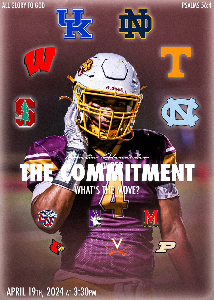 I will be committing on Friday, April 19th at 3:30 in the Cooper High School auditorium. Everyone is invited! The event will be live on Instagram. All media is invited. All Glory to God!