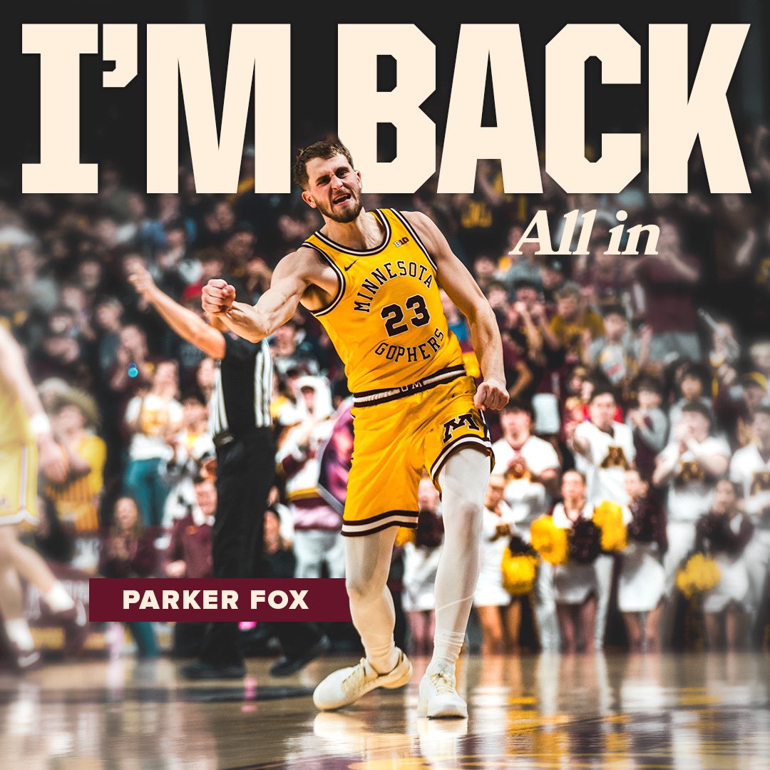 🗣️ 𝙊𝙣𝙚 𝙈𝙤𝙧𝙚 𝙔𝙚𝙖𝙧 @Parkerfox24 will return to Minnesota for one final run in 2024-25! 🦊 📰: z.umn.edu/9h27