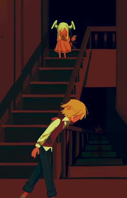 「blonde hair stairs」 illustration images(Latest)