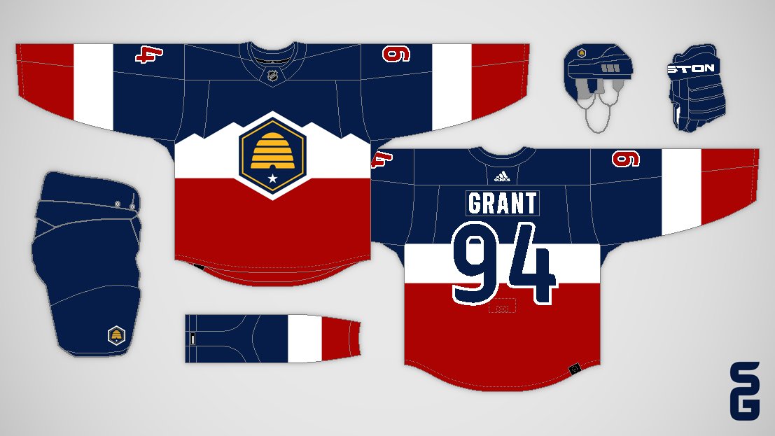 StevenGrant94's tweet photo. Here's a quick concept for the future Utah NHL team using the state flag as the design. https://t.co/7q9aHvwDNv