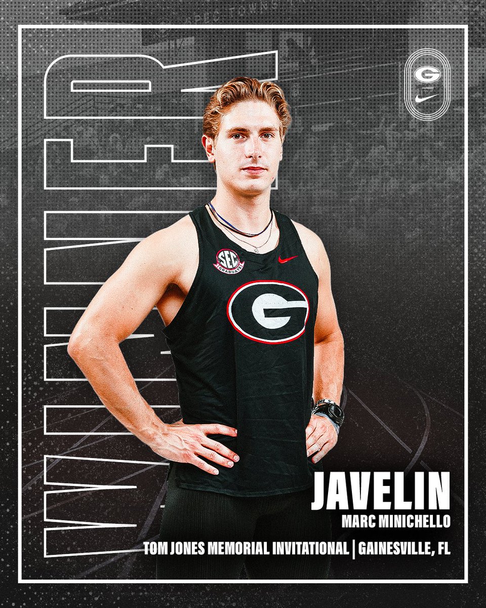 2️⃣ meets, 2️⃣ 🥇🥇 Marc Minichello earns his second javelin victory of the season with a top mark of 81.03m/265-10 on his fourth attempt. #GoDawgs