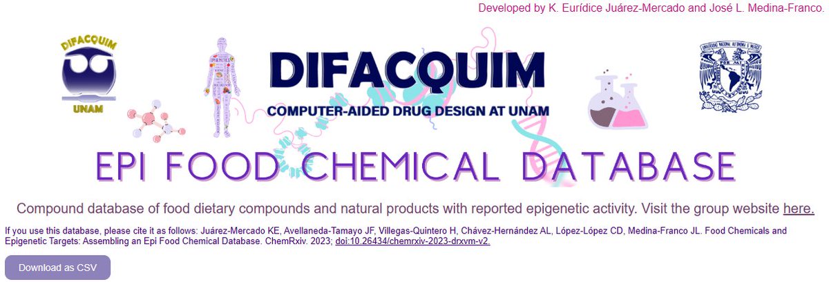 Sharing a preprint and the starting point of #compound #database of #foodchemicals with #epigenetic activity. Kudos to @juarez_euri an the team. Preprint chemrxiv.org/engage/chemrxi…