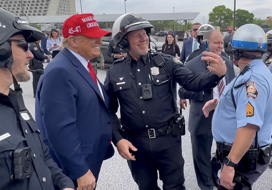 Call it what you want, but he loves our Police, Firemen and Military, and they love him!  And it shows ♥️

#TrumpGirlOnFire 🔥 #Trump2024