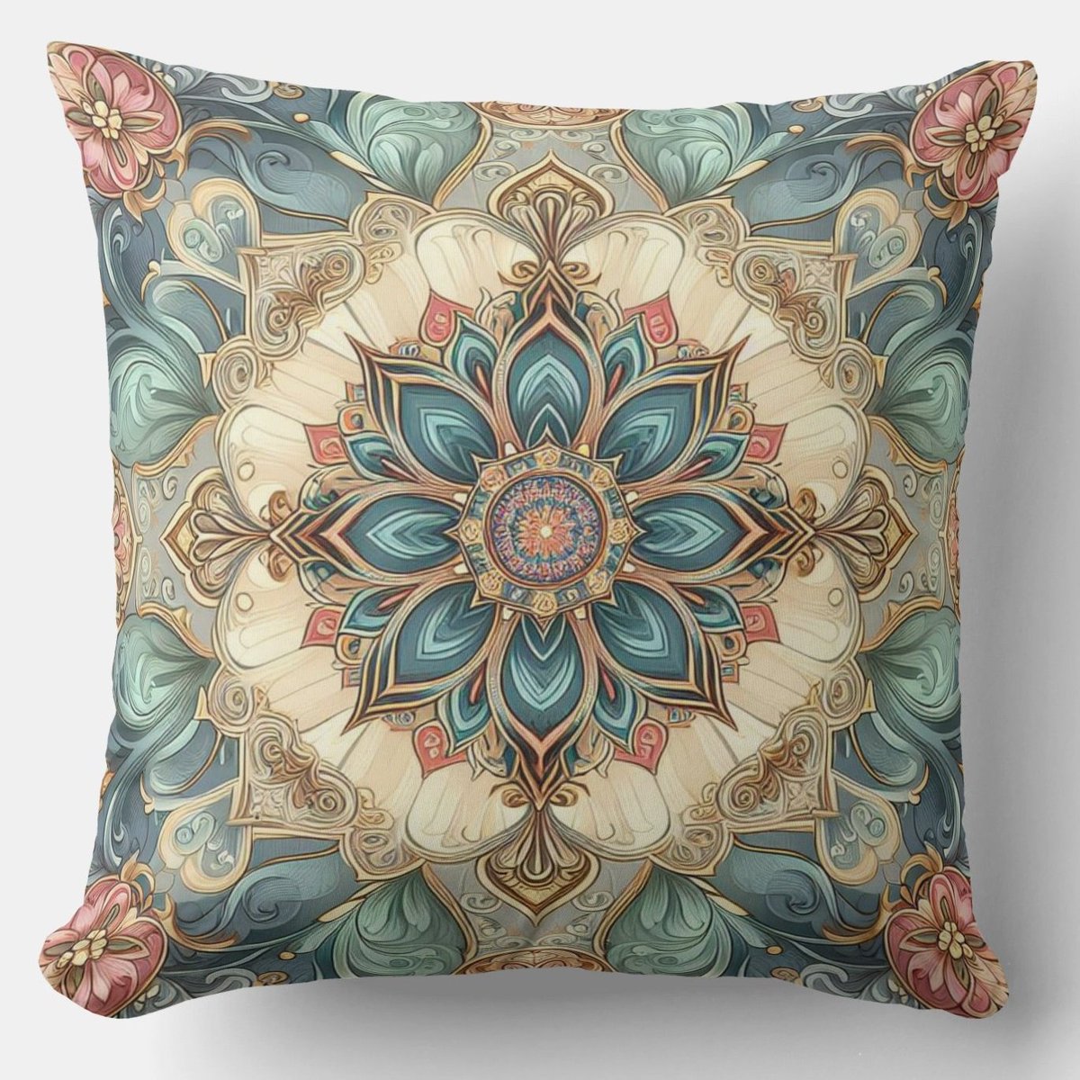 Floral Throw Pillow. The essence of creative expression: zazzle.com/vibrant_turquo…  vibrant #floral design set on a beige canvas #floralart  #vintage #modern #ArtistOnTwitter #ThrowPillow #homedecoration #interiordesign #luxuryhome #decoration #pillows #giftideas #pillow #uniqueart