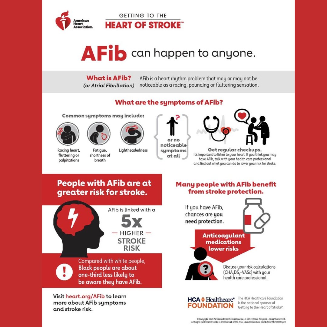 AFib is a common heart rhythm disorder, but what exactly does it mean? It's when your heart beats irregularly, increasing the risk of stroke and heart disease. Let's keep a steady beat! #HeartHealth #AFibAwareness #ChesapeakeCardiacCare