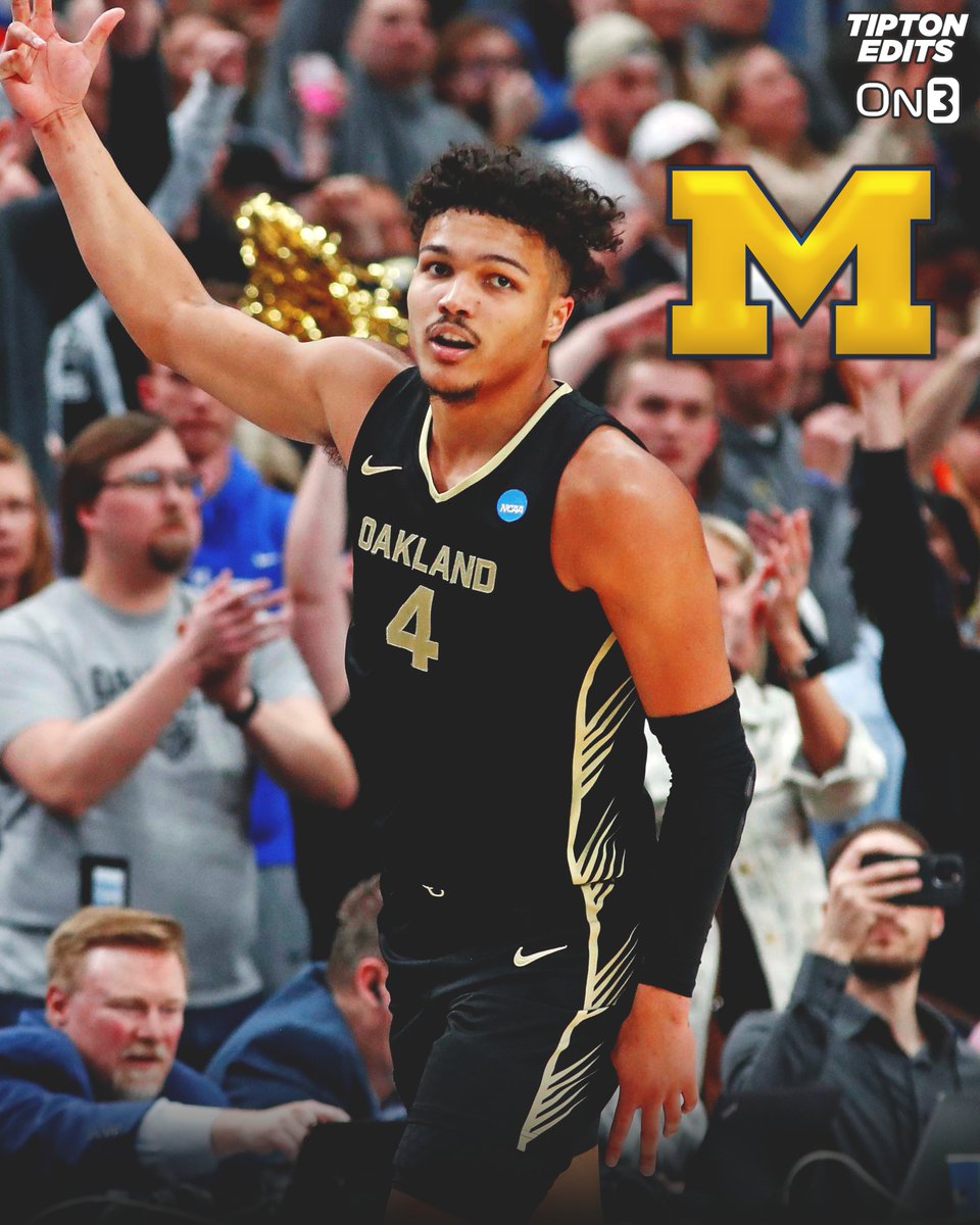 Oakland forward Trey Townsend (@treyt430) will take an official visit to Michigan beginning Sunday, a source tells @On3sports. The 6-6 Oxford, MI native averaged 17.3 PTS, 8.1 REB, and 3.1 AST this season. on3.com/college/michig…