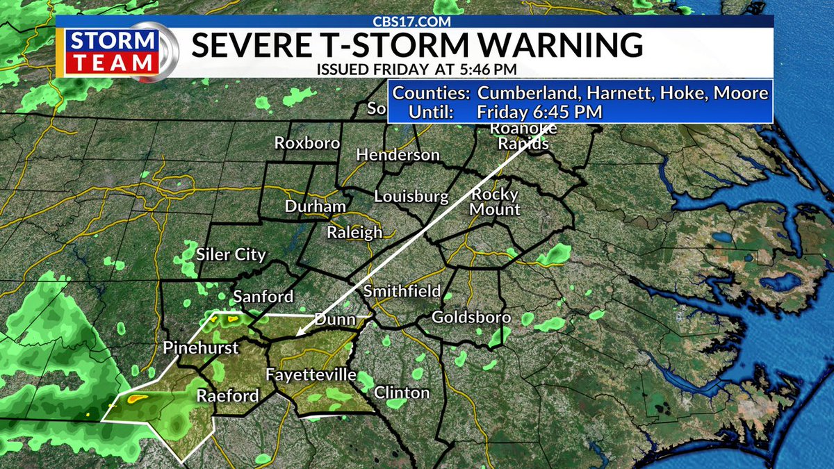 A SEVERE THUNDERSTORM WARNING has been issued for parts of central NC & southern VA. Be aware of hail & damaging wind in these areas. #ncwx