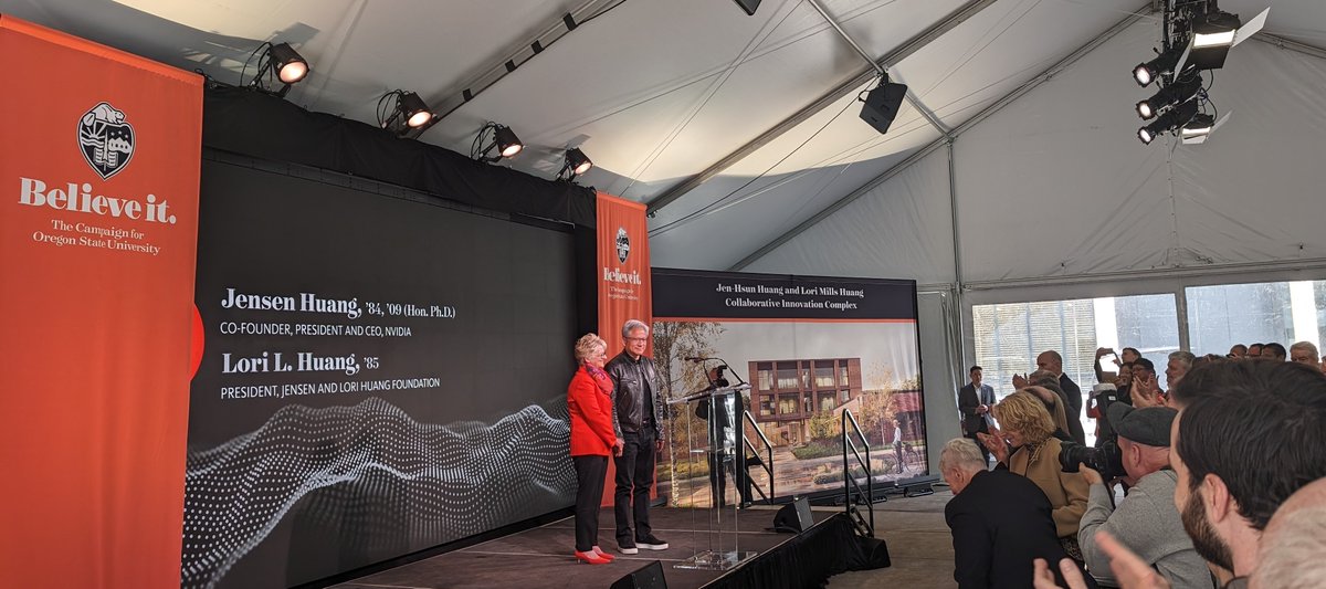 A highlight of the 2023 Session was passing a generation changing semiconductor package Through those investments and the support of @OregonState alums Jen-hsun Huang, Lori Mills Huang & @nvidia, the Collaborative Innovation Complex is underway #gobeavs shorturl.at/qyC02