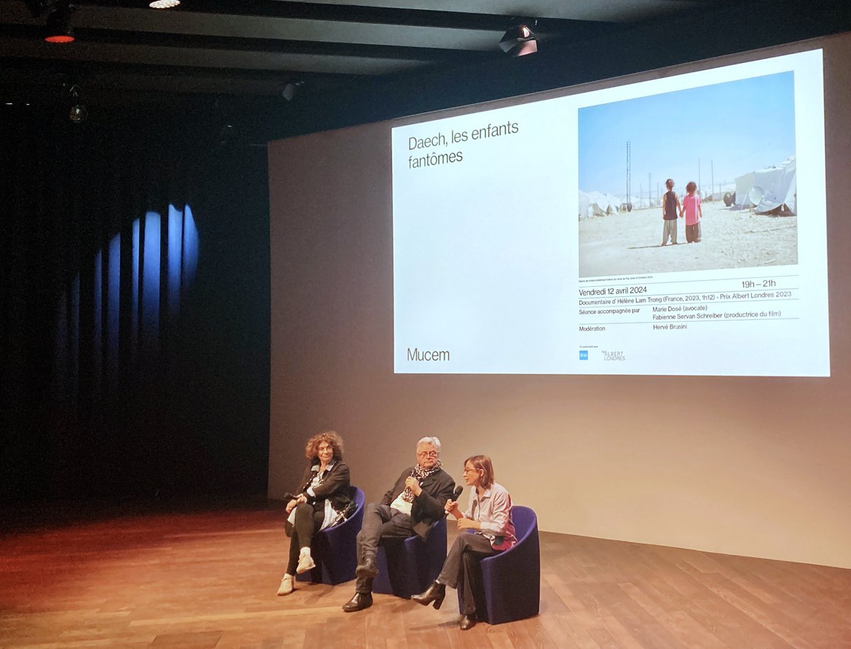 📌 Avec Fabienne Servan-Schreiber à Marseille, au @Mucem, pour une rencontre autour du film d'@hlamtrong, « Daech, les enfants fantômes » (prix Albert-Londres). Merci à l'équipe du Mucem, à Hervé Brusini et au public. 🔳 Un mois après notre retour de Syrie, nos demandes de…
