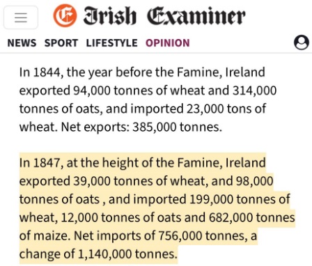 'Famine is defined in Oxford Dicionary as 'An extreme scarcity of food' There are truck loads of food. 'Deliberate starvation' is a better term as it was in Ireland in 1847' Deliberate starvation of Ireland in 1847? You need to check the facts Niall😳 Another clueless Yank 🙄