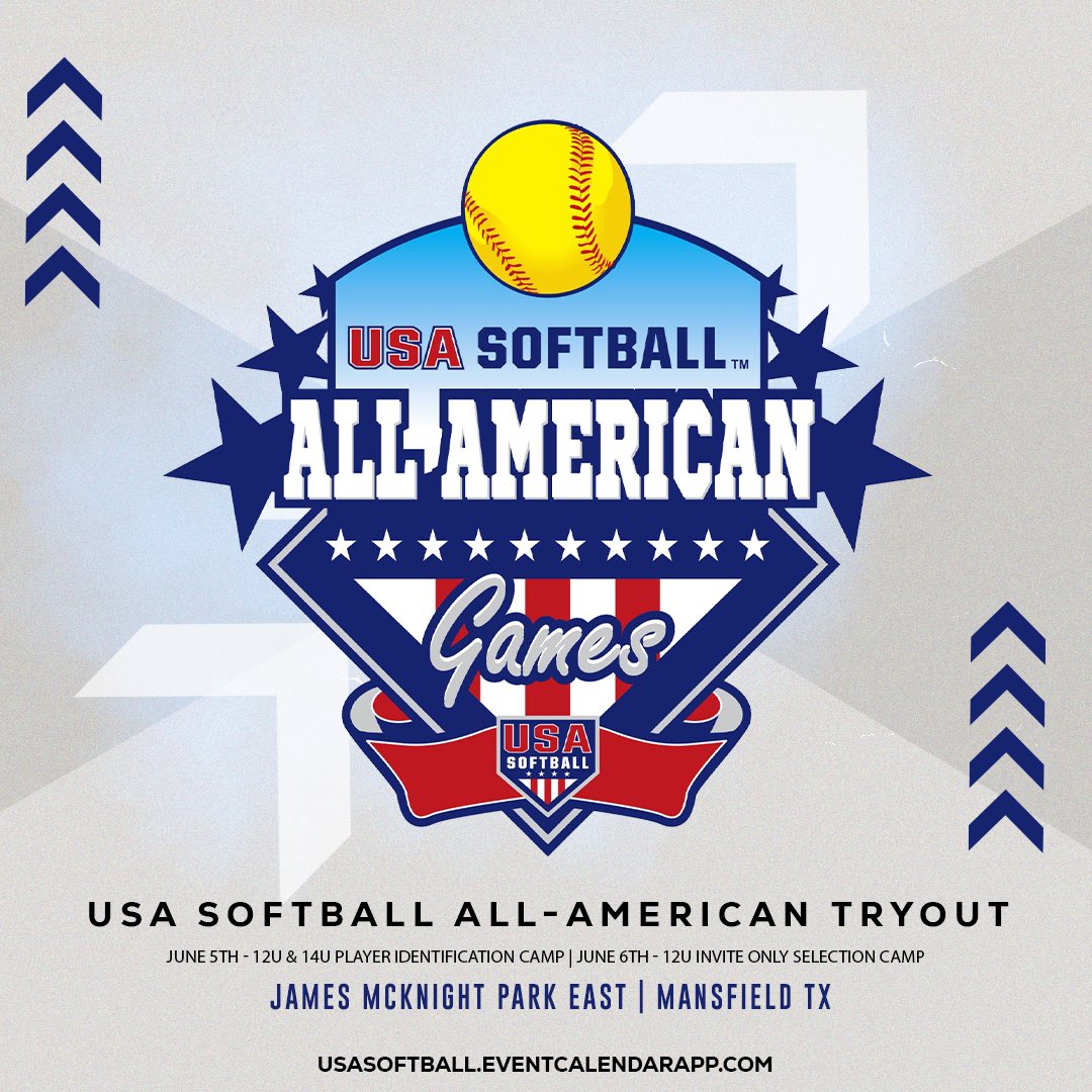 All American Games Tryouts for DFW! 🗓️ June 5th & 6th ✅ Register Now: usasoftball.eventcalendarapp.com/u/34984/252241 #ItJustMeansMore #usasoftball #usasoftballdfw
