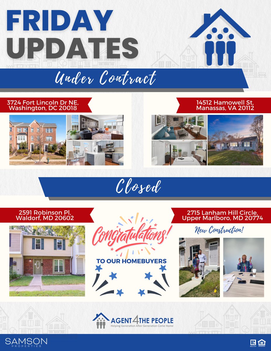 🚨FRIDAY UPDATES🚨 from your Agent4ThePeople Team!🏠
#buyingandsellingahome #agent4thepeople #realestatewithJenniferDorn #northernvirginiahomesforsale #realestateagent #A4TPT