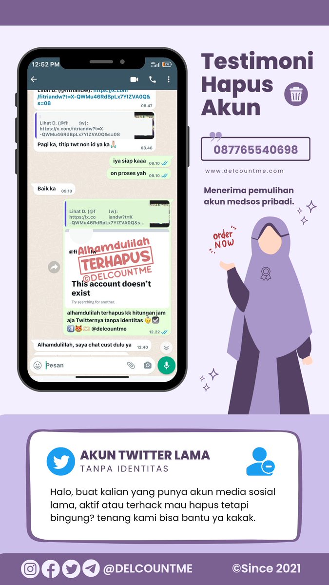 delcountme's tweet photo. twitter tanpa identitas yuk yang mau hapus dan pulihkan akun medsos💖 open Jastip proses sendiri yah. 
testimoni cek : https://t.co/Fh7GSFh6kR

#zonauang #zonajajan #zonaba #jasahapusakun #pulihkanakun #kehack #akunlama #zonaBA #Twitter #Malaysia #jasahacker #TikTok https://t.co/aklbMURPa7