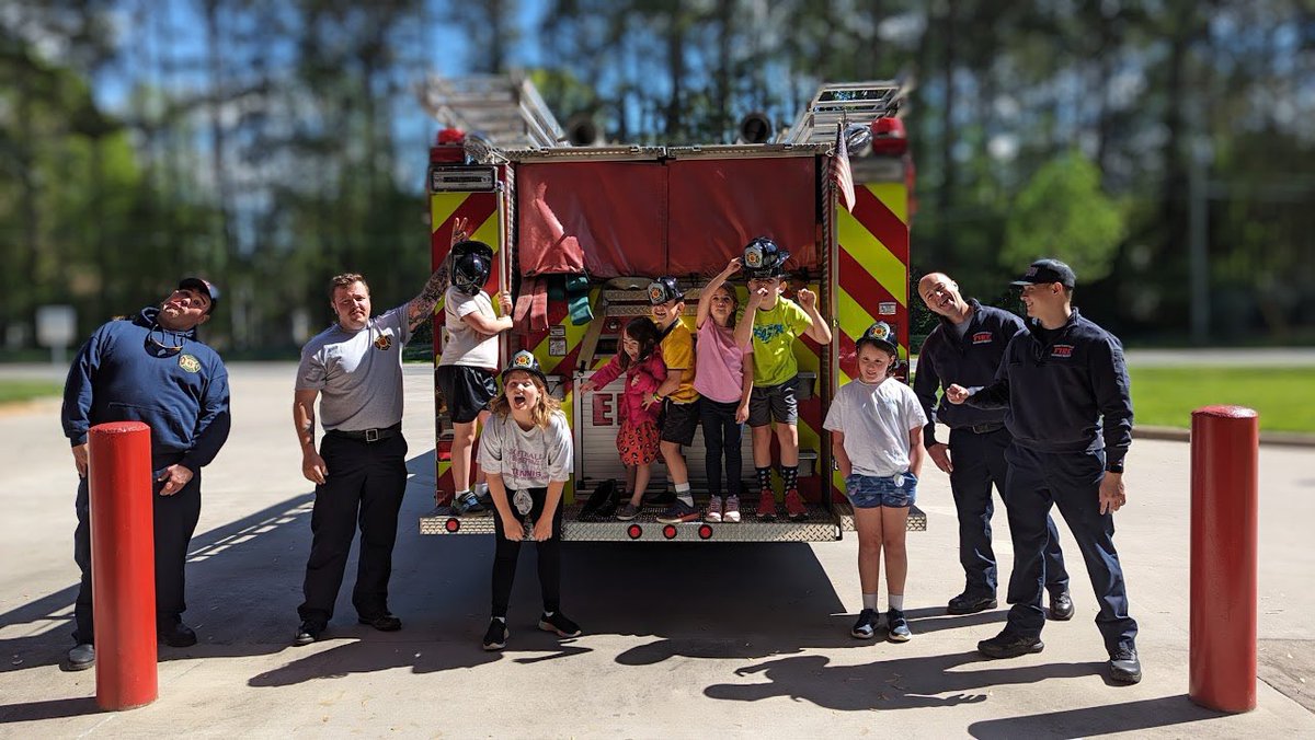 Today. Our Station 4 had some visitors! A small home school co-op of elementary school kiddos stopped by, toured the fire station, climbed on our rigs and learned all about fire safety. And we had fun! Thanks for the visit friends! We are #OneTownOneTeam #HuntersvilleFD