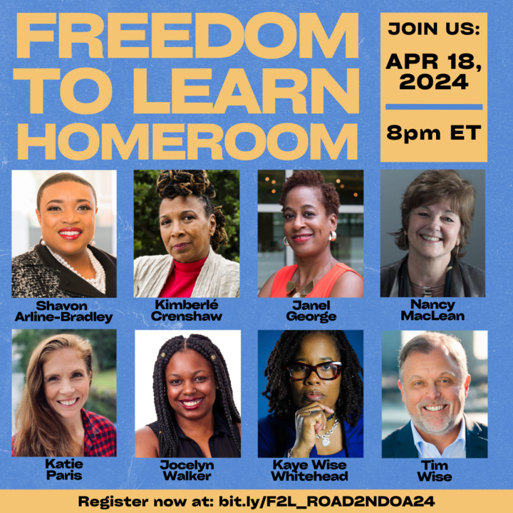 We look forward to seeing you next Thursday, April 18th for our third homeroom — 'We Are the Majority: How Parents Can Protect Education and Multiracial Democracy.”  Register here:  bit.ly/F2L_ROAD2NDOA24 #FreedomToLearn #FreedomSummer2024 (3/3)