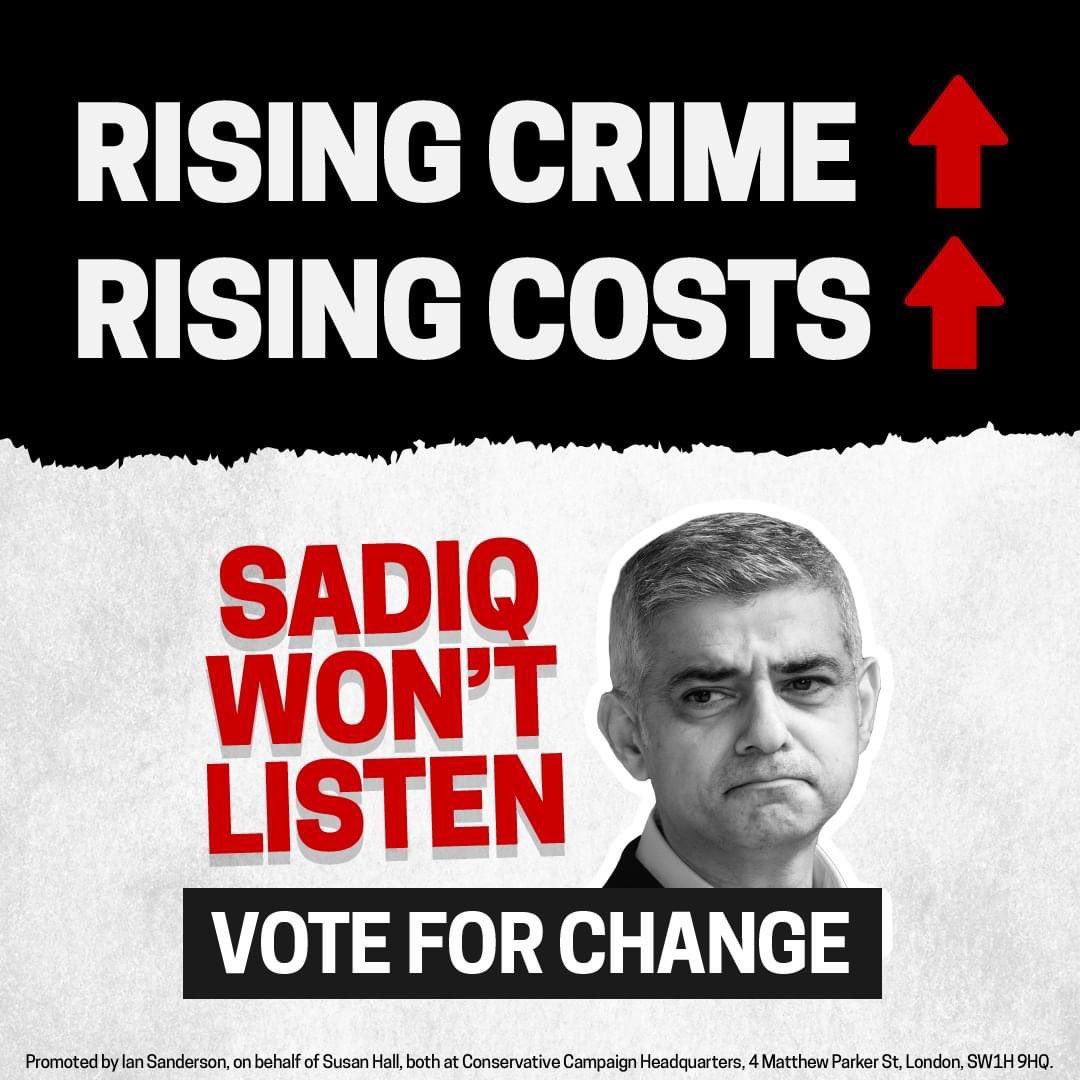 Sadiq Khan has been Mayor of London for eight years and all he has done is ignore Londoners. Vote for change.