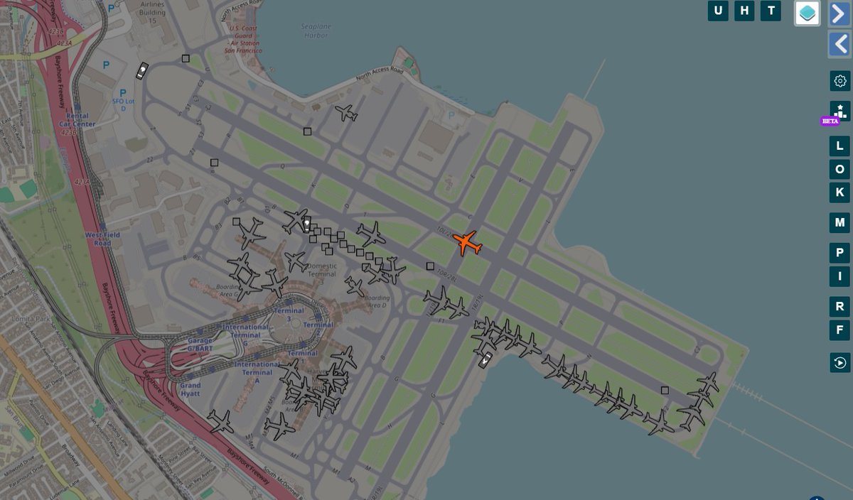 I count 17 aircraft lined up at the moment (2152Z) to 28R for departure at SFO. Ugh. #Brutal #Aviation @flySFO