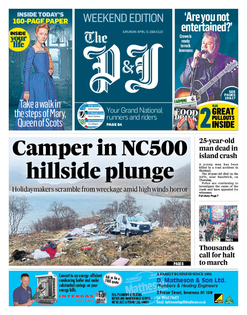 PRESS & JOURNAL: Camper in NC500 hillside plunge #TomorrowsPapersToday