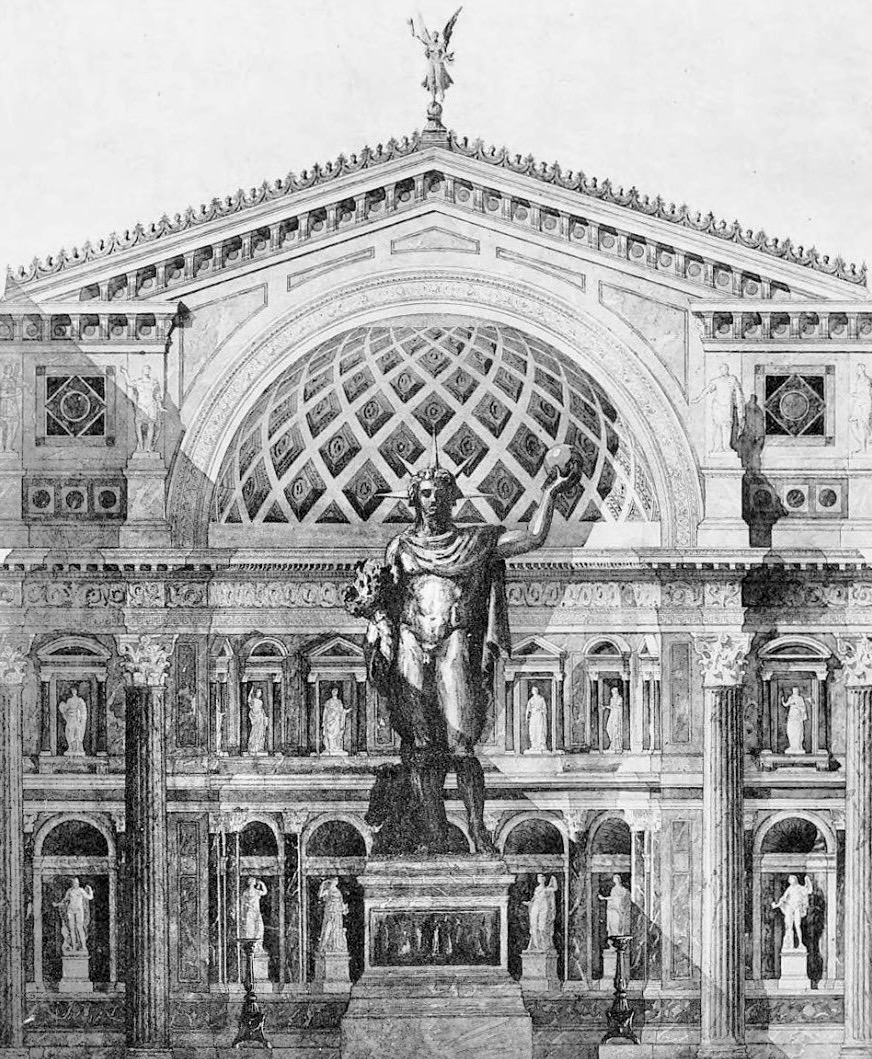 Section of a Hypothetical Restoration of the Temple of the Sun, Rome — Gustave-Adolphe Gerhardt (1865)