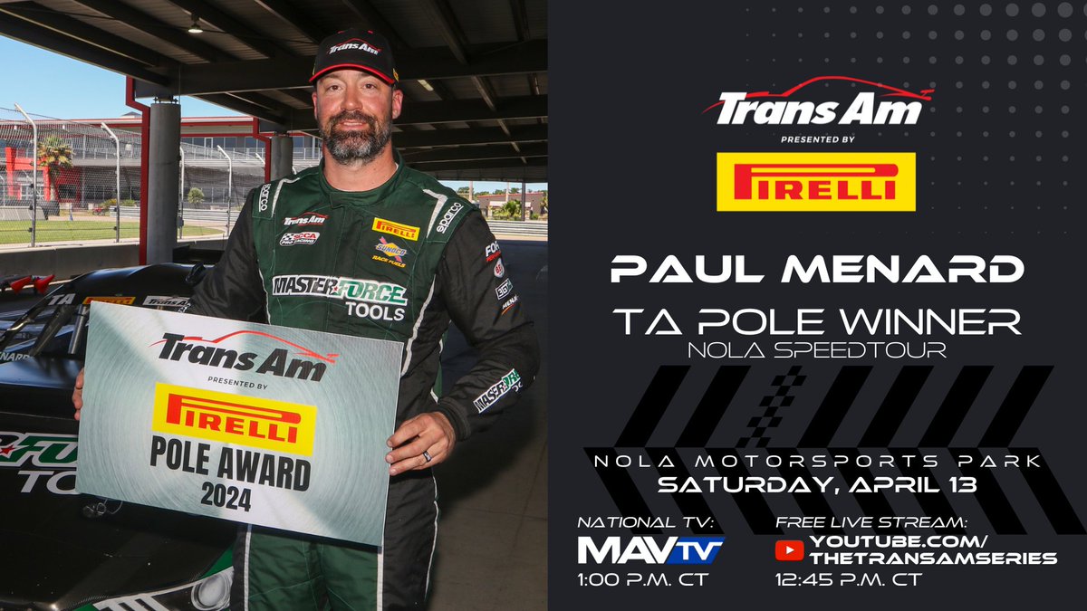 QUALIFYING: Points Leader Paul Menard Earns First Pole of 2024 at @NOLAMotorsports Park @kaylee11b Fastest in SGT, Chris Coffey Quickest in GT Read here: gotransam.com/news/Points-Le…