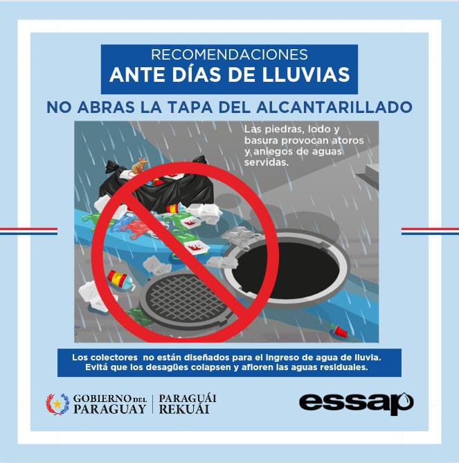 ¡No abras las tapas del alcantarillado! ⚠️ La basura y todo tipo de residuos ingresan a la red y provocan colapsos, además son un peligro para los transeúntes. #GobiernoDelParaguay