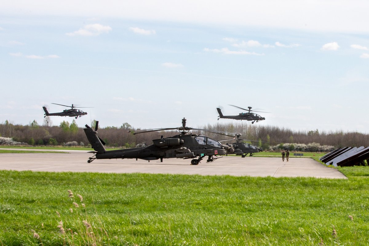 In honor of #ArmyAviation's Birthday, #PhotoFriday takes flight! Yesterday, AH-64E Apache Guardian helicopters assigned to 12th CAB, departed for exercise #SaberStrike 24, part of @USArmyEURAF's #DefenderEurope. #StrongerTogether 📸 : Capt. Gabrielle Hildebrand