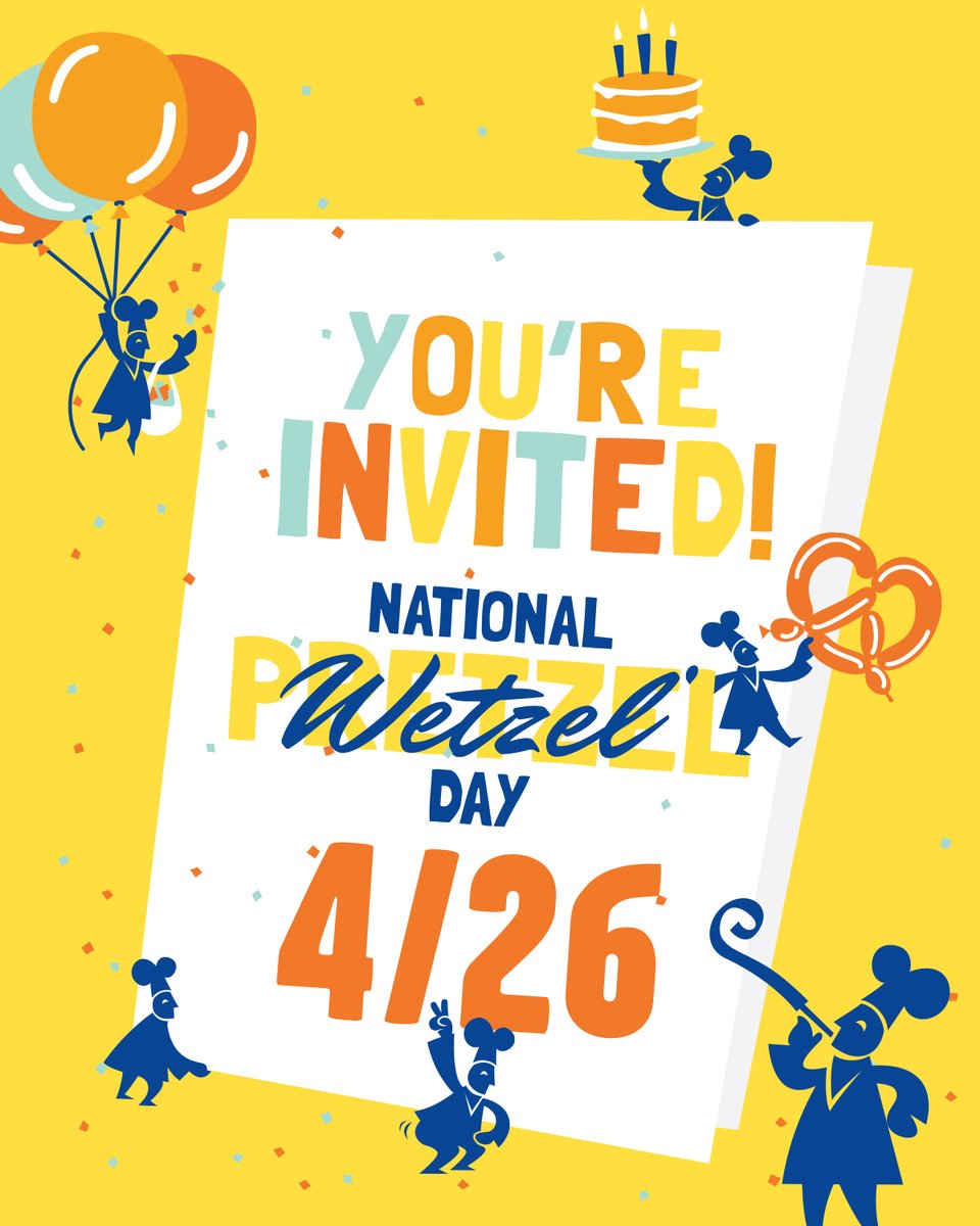 🎈Save the date🎈 for a FREE Original Pretzel 🥨 on Friday, April 26 from 3pm to close #WetzParty