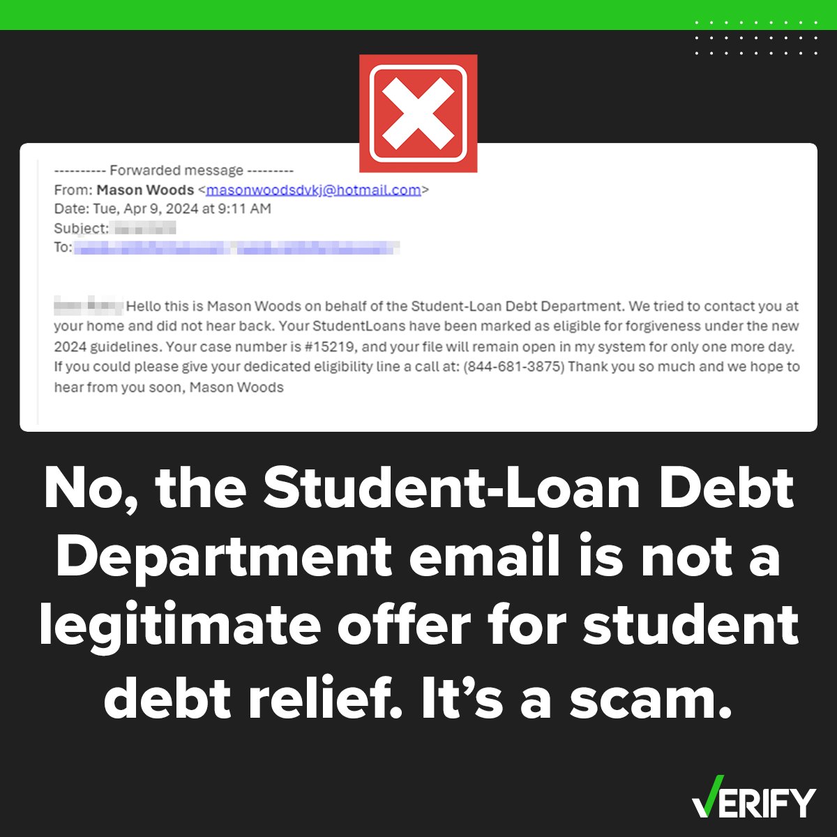 Did you get an email about debt relief from the “Student-Loan Debt Department” after the White House’s latest debt relief plan announcement? Here’s why it’s a scam: verifythis.com/article/news/v…