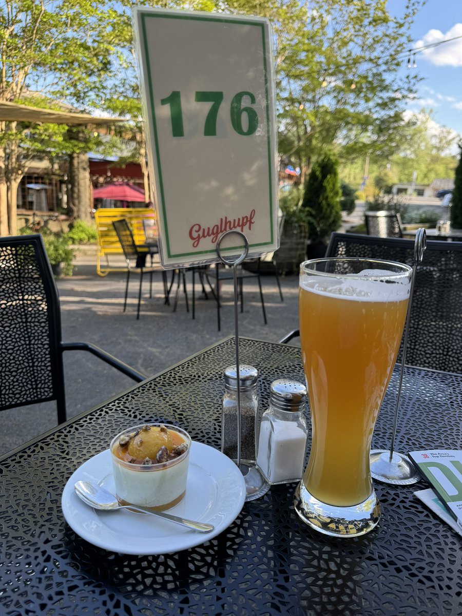 Apricot panna cotta and Weihenstephaner weizenbock on deck, waiting on my trout.