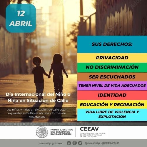 12 de abril: Día Internacional del Niño o Niña en Situación de Calle.
📷 La conmemoración de este día busca el reconocimiento de la humanidad, la dignidad y los desafíos que existen para la protección y salvaguarda de los derechos de niños, niñas y adolescentes. 
#CEEAVInforma
