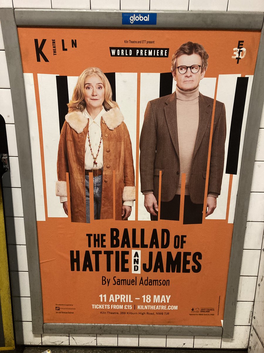 Sophie Thompson & Charles Edwards are never not sublime but the beautiful, unique, funny, delicate #TheBalladofHattieandJames @KilnTheatre allows them to be all these things in spades. And such a perfect example of theatre. This couldn’t be done so powerfully any other way.