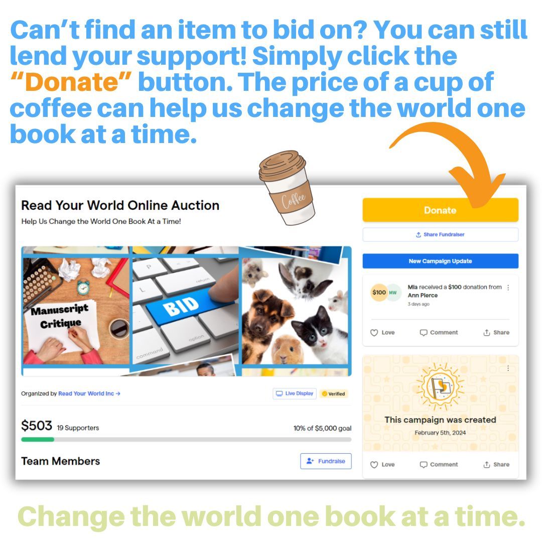 Want to help but don't see any items you want to bid on? Just go to the link below and click on the 'Donate' button. Spread the word! Help us change the world one book at a time: bit.ly/RYW-2024-aucti… #ReadYourWorld #kidlit