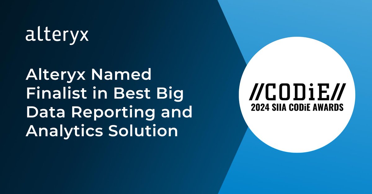 Kramer_Dave's tweet image. They said it. We agree.

The 2024 CODiE Awards ranked #AlteryxAnalyticsCloud as a Finalist in the Best Big Data Reporting &amp;amp; Analytics Solution category!

Check out our fellow finalists: ow.ly/lOu930sBwN0

#CODiEAwards