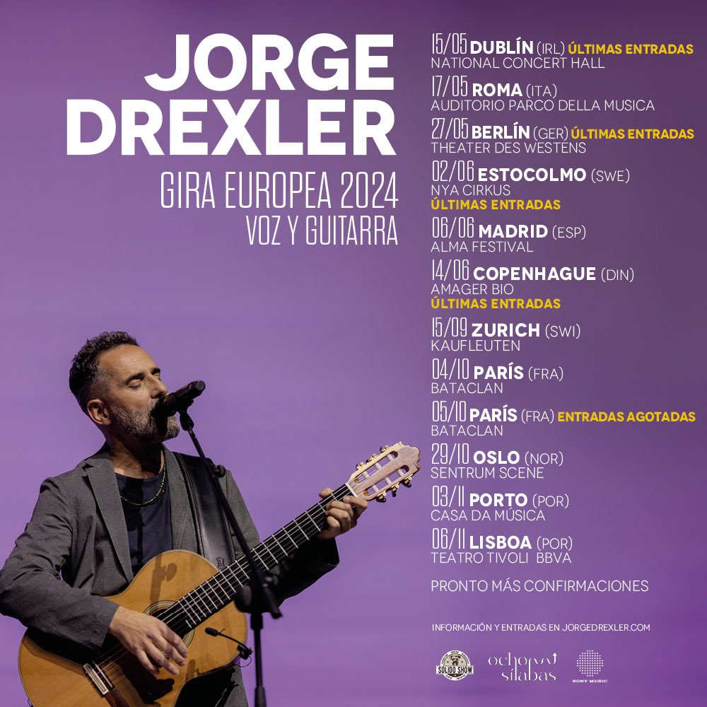 Gira Europa 2024 Guitarra y Voz. Qué canción no puede faltar en esta gira, dónde y por qué? 🤓 Consigue aquí tu entrada: jorgedrexler.com