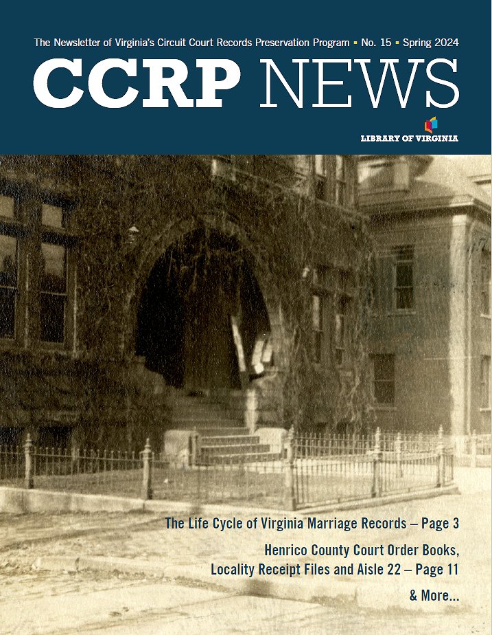 The latest issue of the CCRP News is out! Our newsletter for & about the Circuit Court Records Preservation Program is produced by LVA’s local records archivists.
lva.virginia.gov/agencies/ccrp/…
#LocalRecords #PublicRecords #preservation