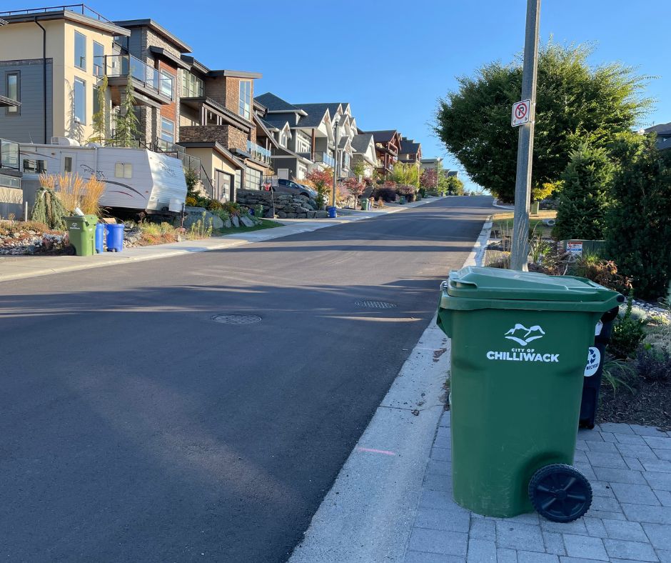 If you live in a hillside area, help prevent wildlife from accessing your waste by making sure your containers are stored in a way that is not accessible to wildlife. Place containers out after 5 am on your collection day & store by 10 pm on the same day chilliwack.com/bearaware.