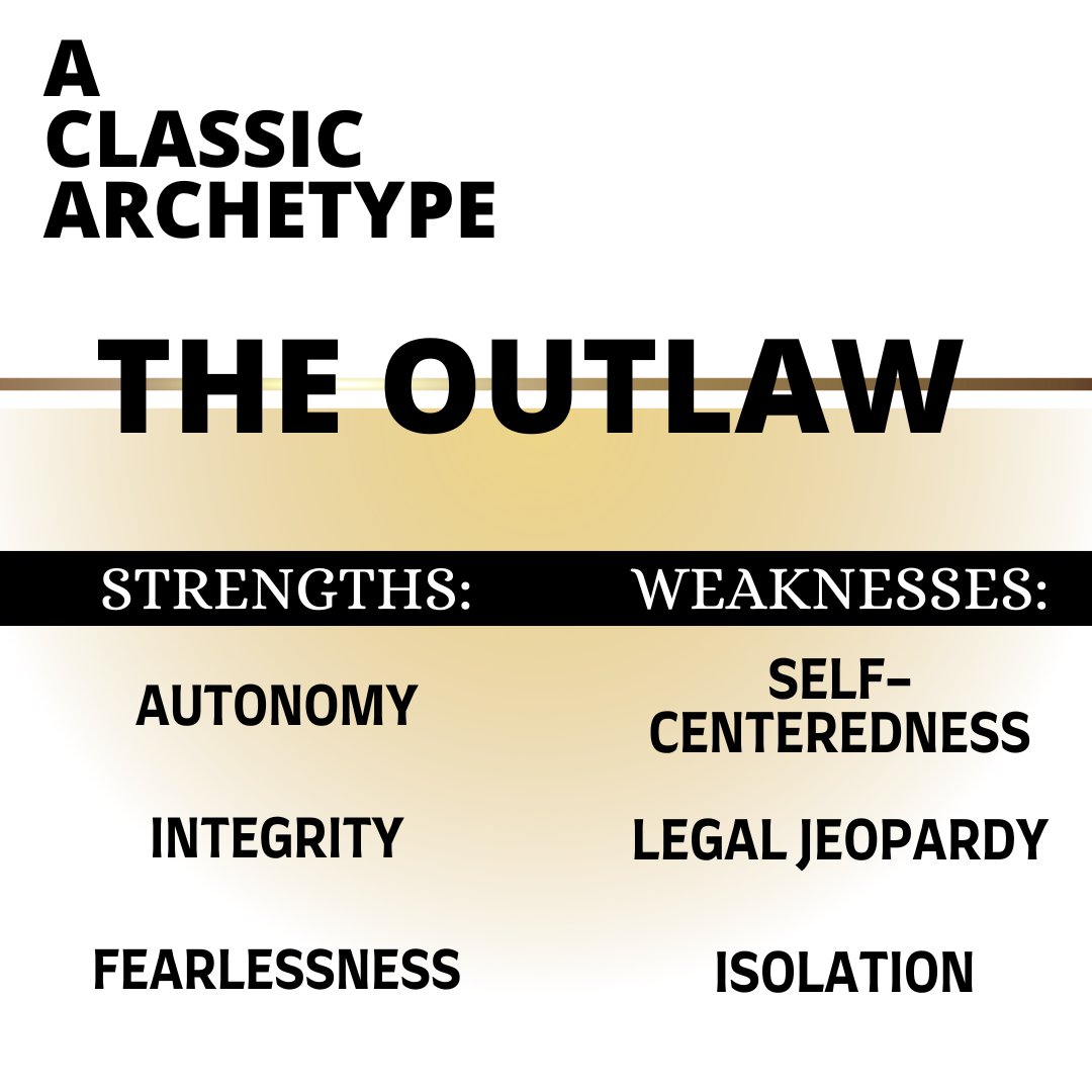 Iconic literary Outlaws include Han Solo from 'Star Wars,' Dean Moriarty from 'On the Road,' Humbert Humbert from 'Lolita,' and Batman from 'The Dark Knight.' 

#TheOutlaw #CharacterArchetype #RebelHeart #UnconventionalHeroes #ClassicLiterature