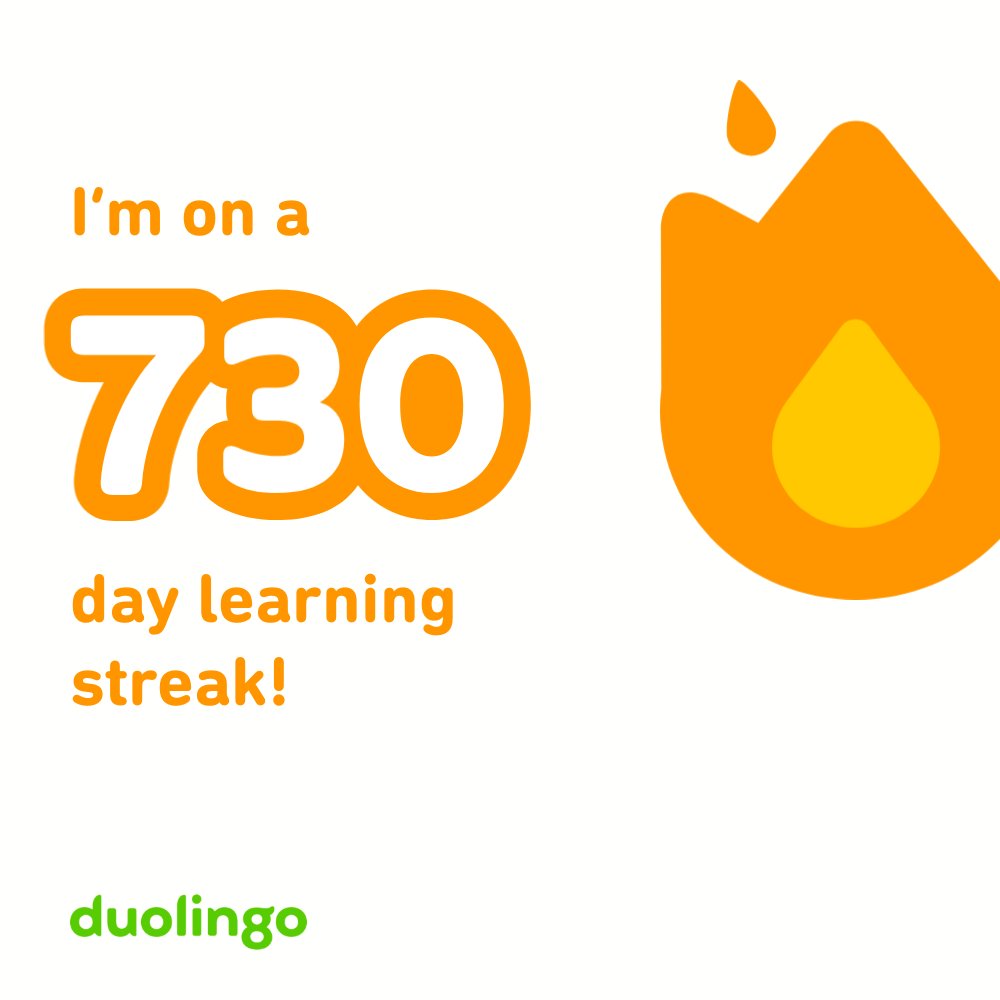 ちょうど２年😚✨
Learn a language with me for free! Duolingo is fun, and proven to work. Here’s my invite link: invite.duolingo.com/BDHTZTB5CWWKTL…