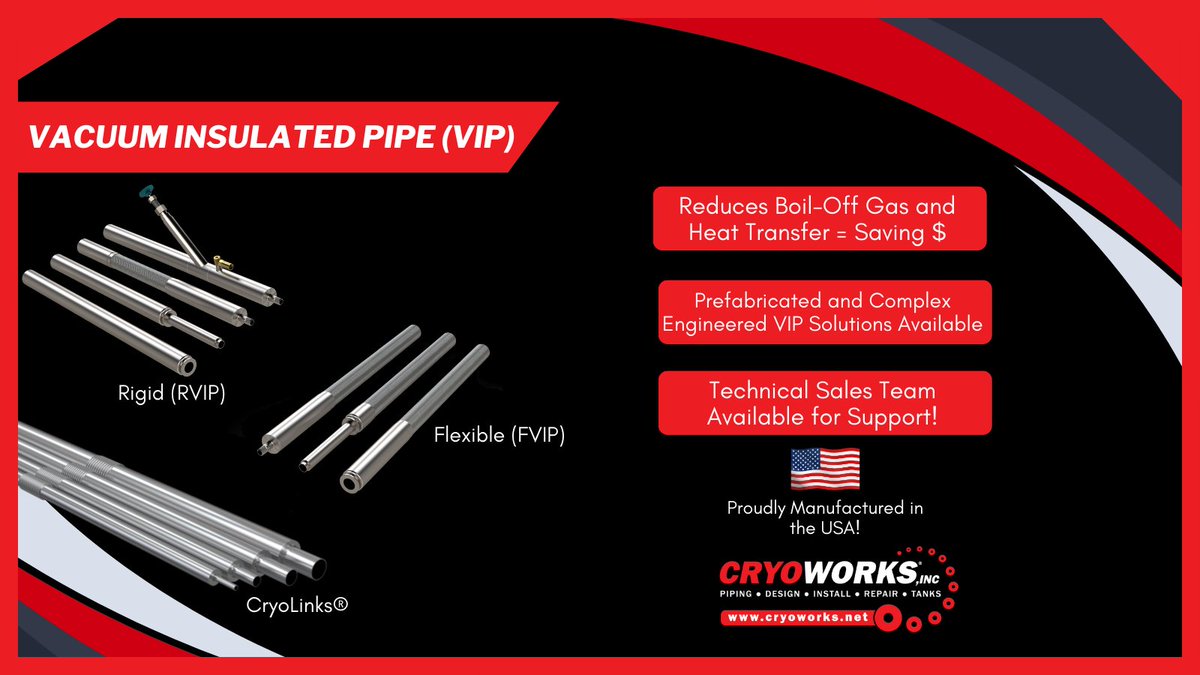 CryoWorksInc's tweet photo. Did you know that all of our Vacuum Insulated Pipe (VIP) options are proudly manufactured in the USA and adhere to our ISO 9001:2015 Quality Standards?
#Vacuuminsulatedpipe #VJP #Cryogenicindustry #Quality #makeithappenmakeiteasymakeitfun #Cryoworks https://t.co/2hmk0FV0Fh
