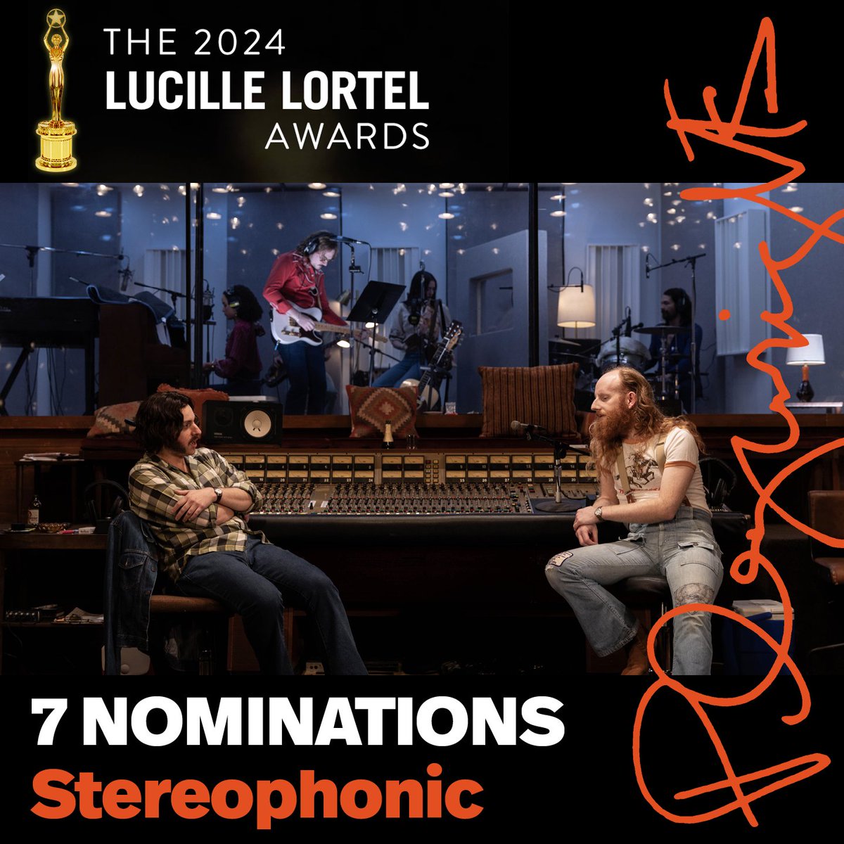 CONGRATS to 'Stereophonic' on its Lucille Lortel Award nominations! lortelaward.com/2024-nominees/