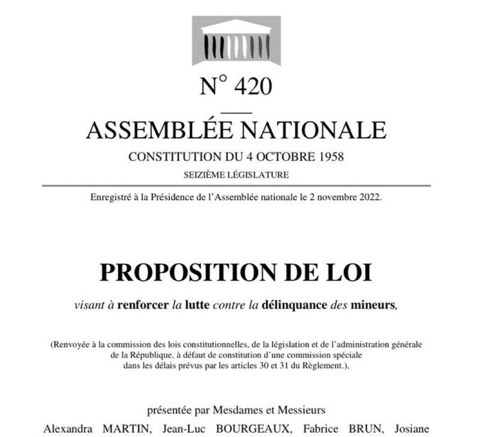 Et pourtant, il y avait une brillante Proposition de loi portée par @MartinAlex06 et co-écrite avec @davidlisnard pour renforcer la lutte contre la délinquance des mineurs…