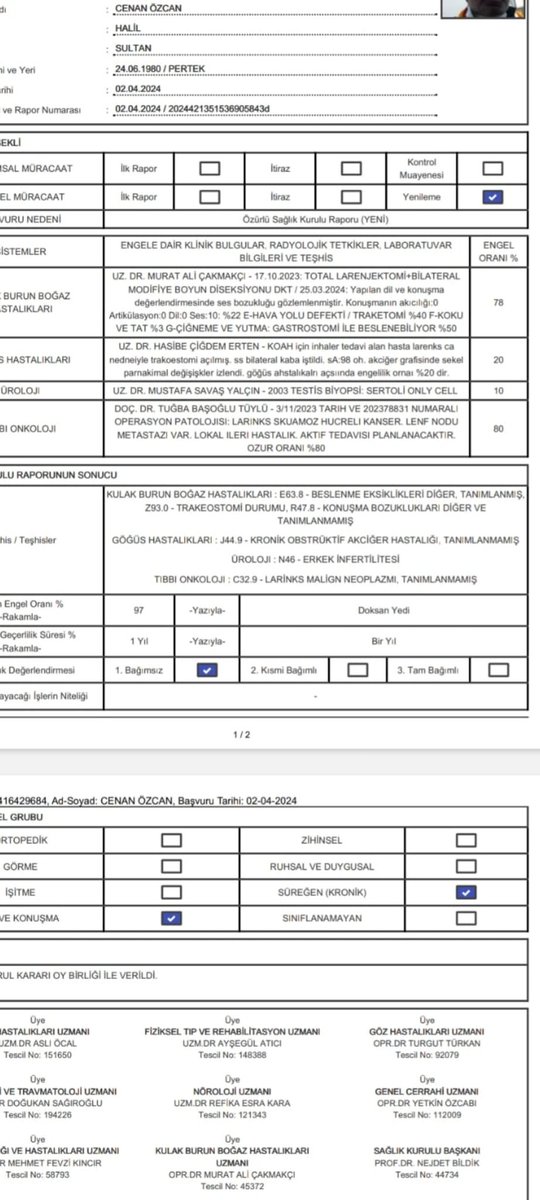 Yüzde doksanyedi engelliyim,eşit kusurla boşandığım sapasağlam kadına #süresizNafaka ödüyorum ve devletim ve hükümetim buna adalet diyor @adalet_bakanlik @yilmaztunc @Akparti @AvOzlemZengin @birincimucahit @_cevdetyilmaz @tcailesosyal @EmineErdogan @RTErdogan @fuatoktay