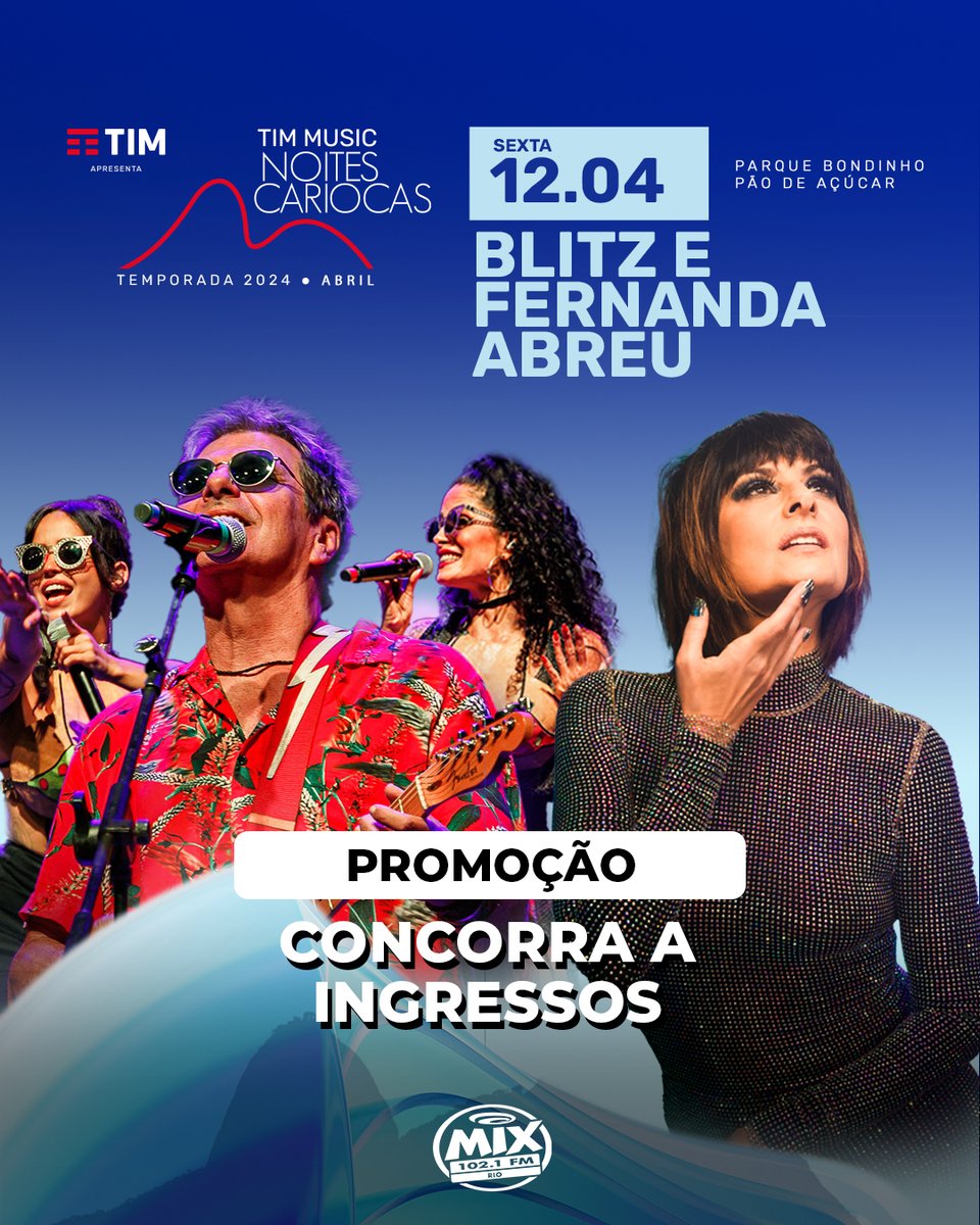 Dia 12 de abril é a vez da banda Blitz e Fernanda Abreu subirem ao palco para um showzaço. E a Mix vai liberar um par de ingressos para uma pessoa curtir muito essa noite!!➡abre.ai/joIG