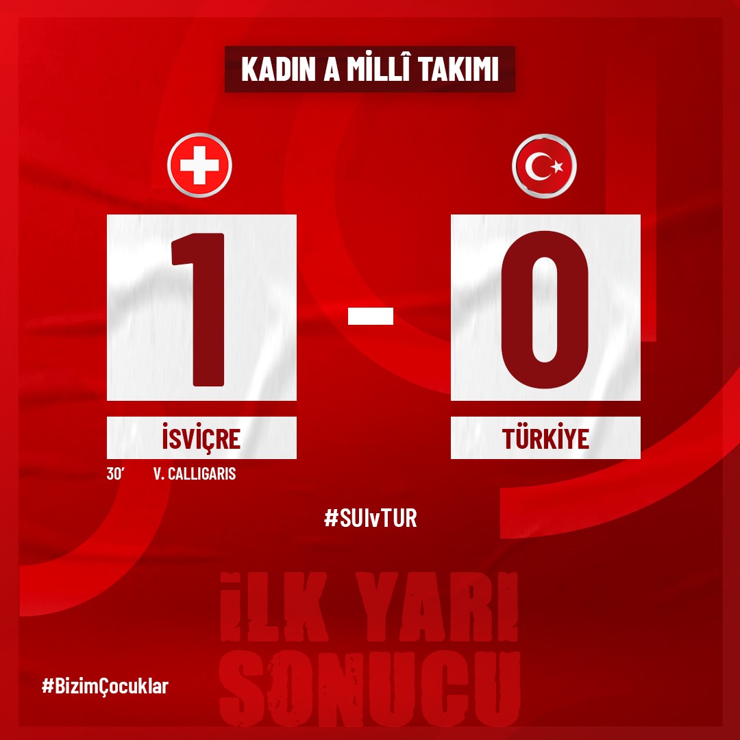 İsviçre'de ilk yarı sona erdi. #BizimÇocuklar🇹🇷 #SUIvTUR #WEURO2025