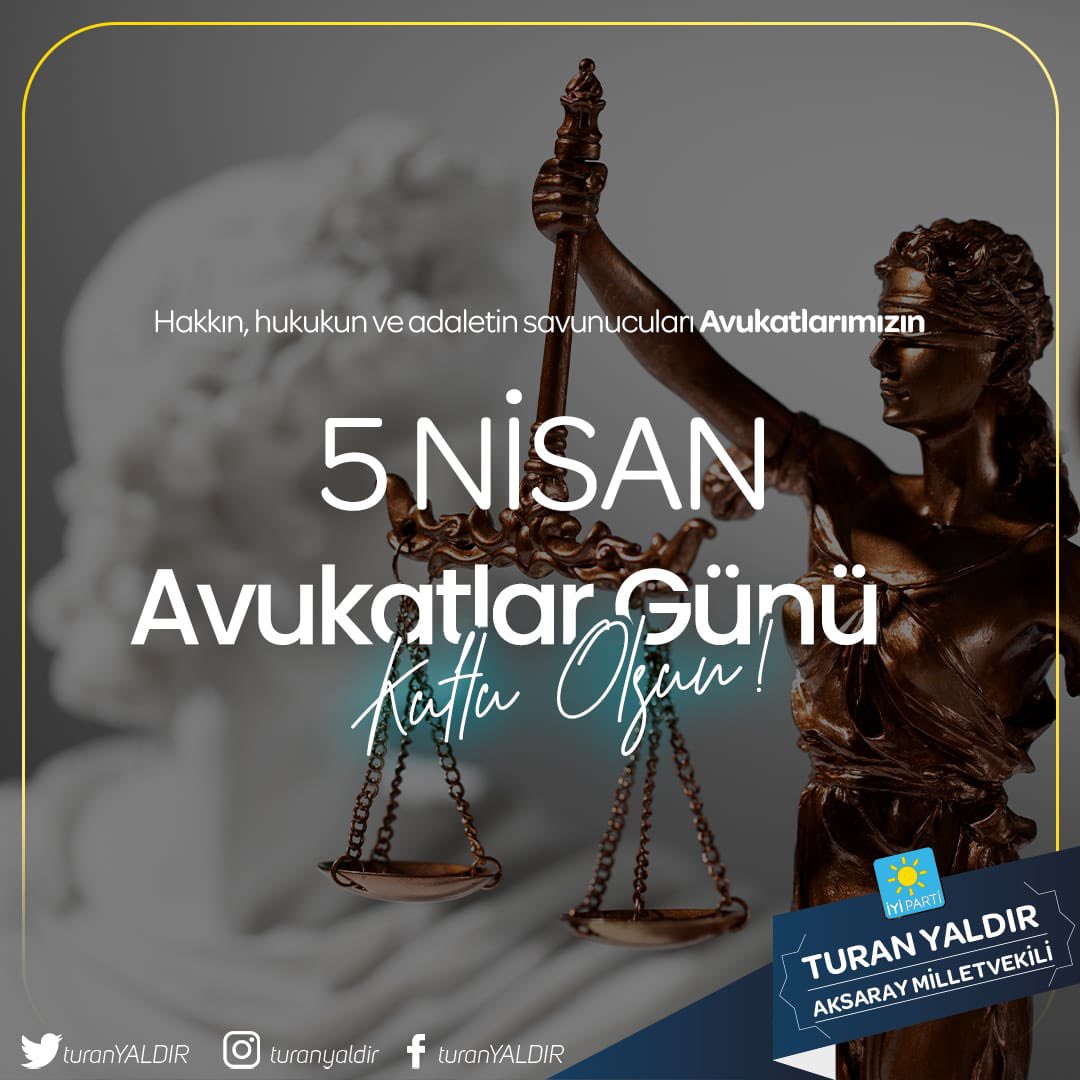 Adaletin yerine gelmesi için mücadele eden tüm avukatlarımızın 5 Nisan #AvukatlarGünü kutlu olsun.